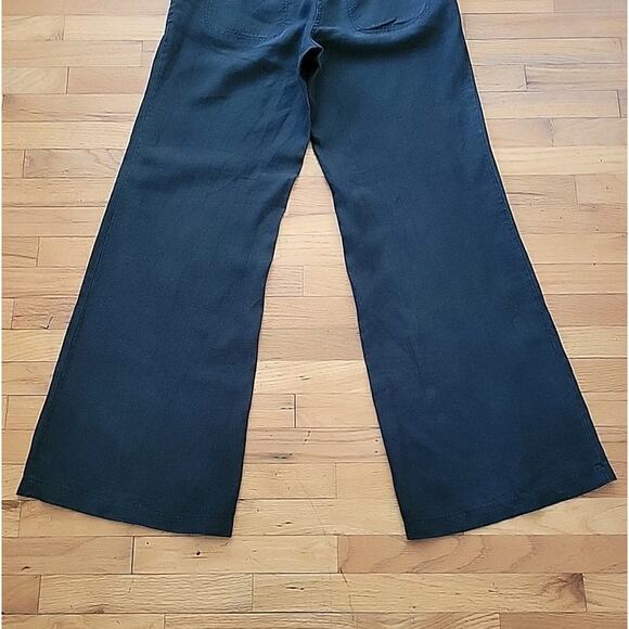 H M Hennes Black Linen Wide Leg Pants Mid Rise Unlined Boho Classic Lagenlook - Picture 5 of 13